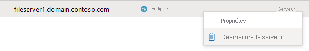 Capture d’écran illustrant la procédure d’annulation de l’inscription d’un serveur.