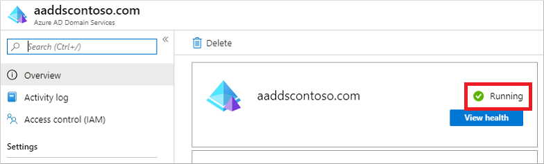 État des services de domaine une fois correctement provisionné