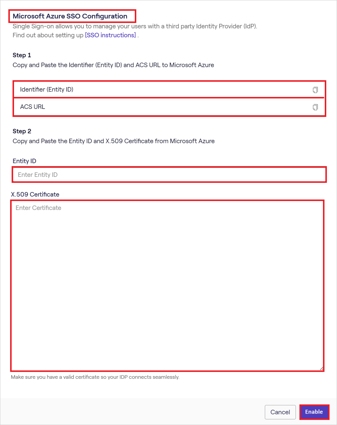 Capture d’écran montrant la configuration.