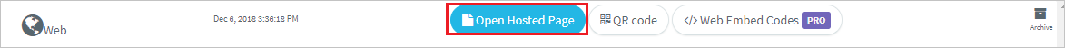 Capture d’écran montrant l’option Open Hosted Page sélectionnée.