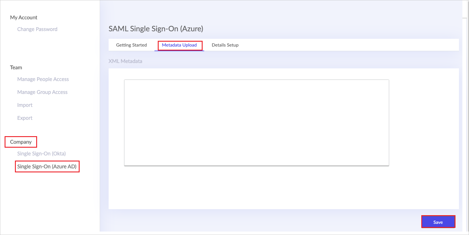 Capture d’écran des paramètres dans RevSpace.