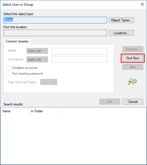 Cliquez sur Rechercher pour obtenir la liste des groupes Cliquez sur Rechercher pour obtenir la liste des groupes