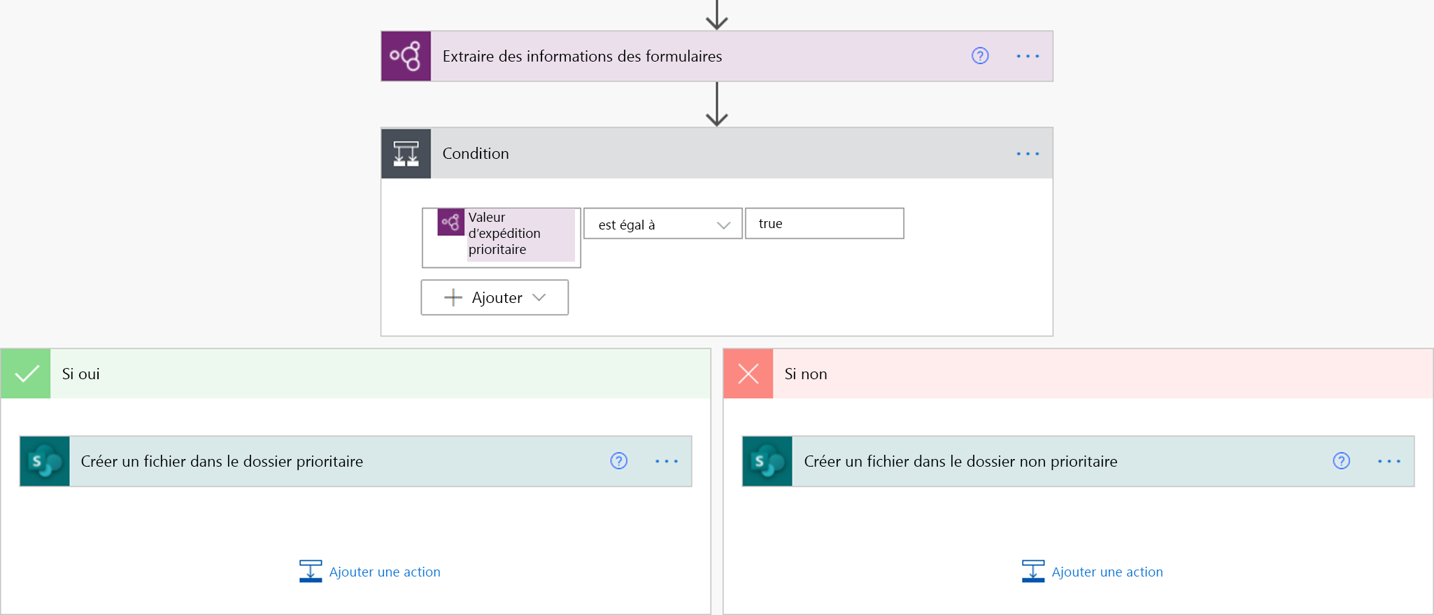 Capture d’écran de la récupération d’une valeur de case à cocher dans une condition.