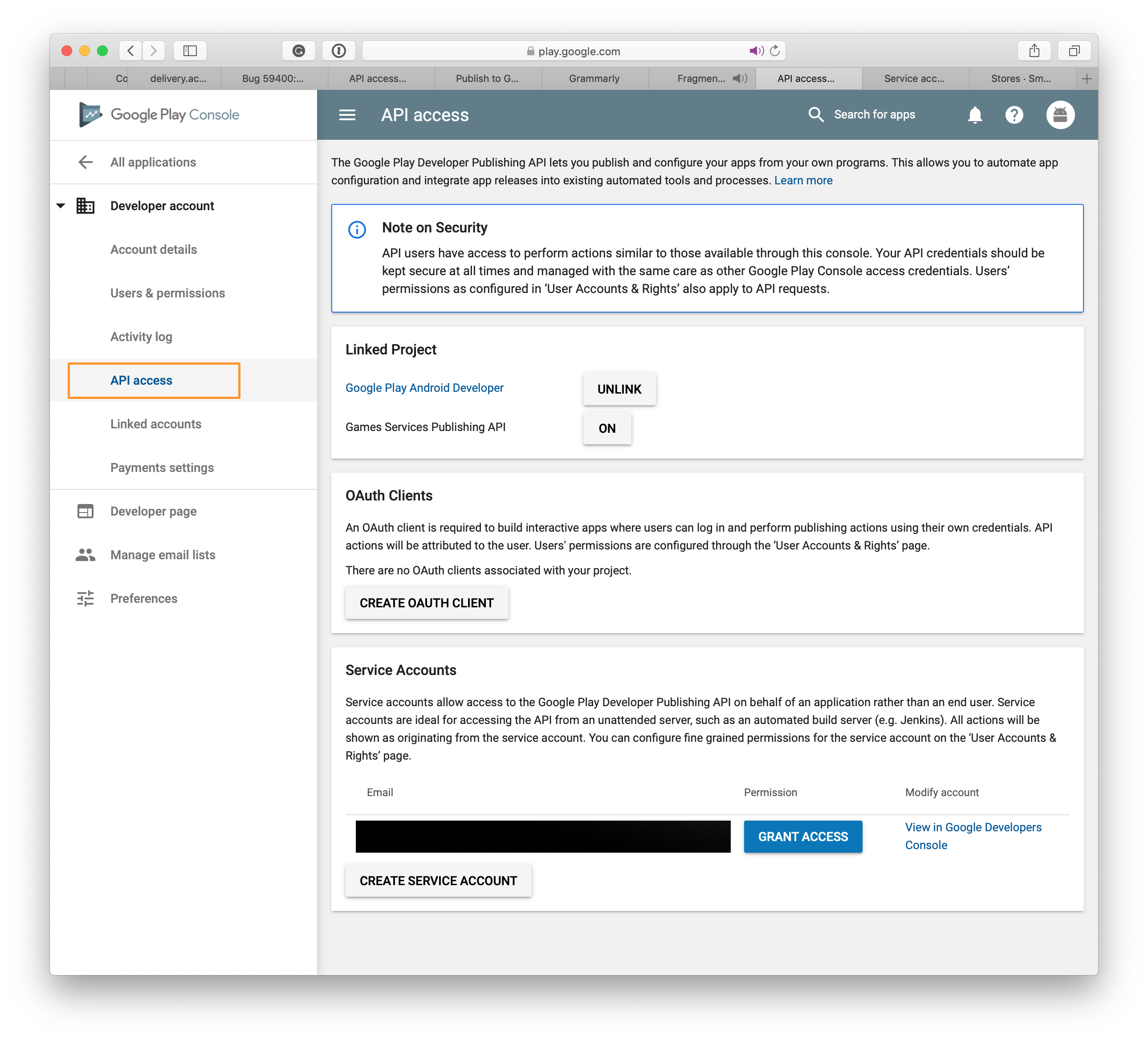Google Play : configuration de l’accès aux API