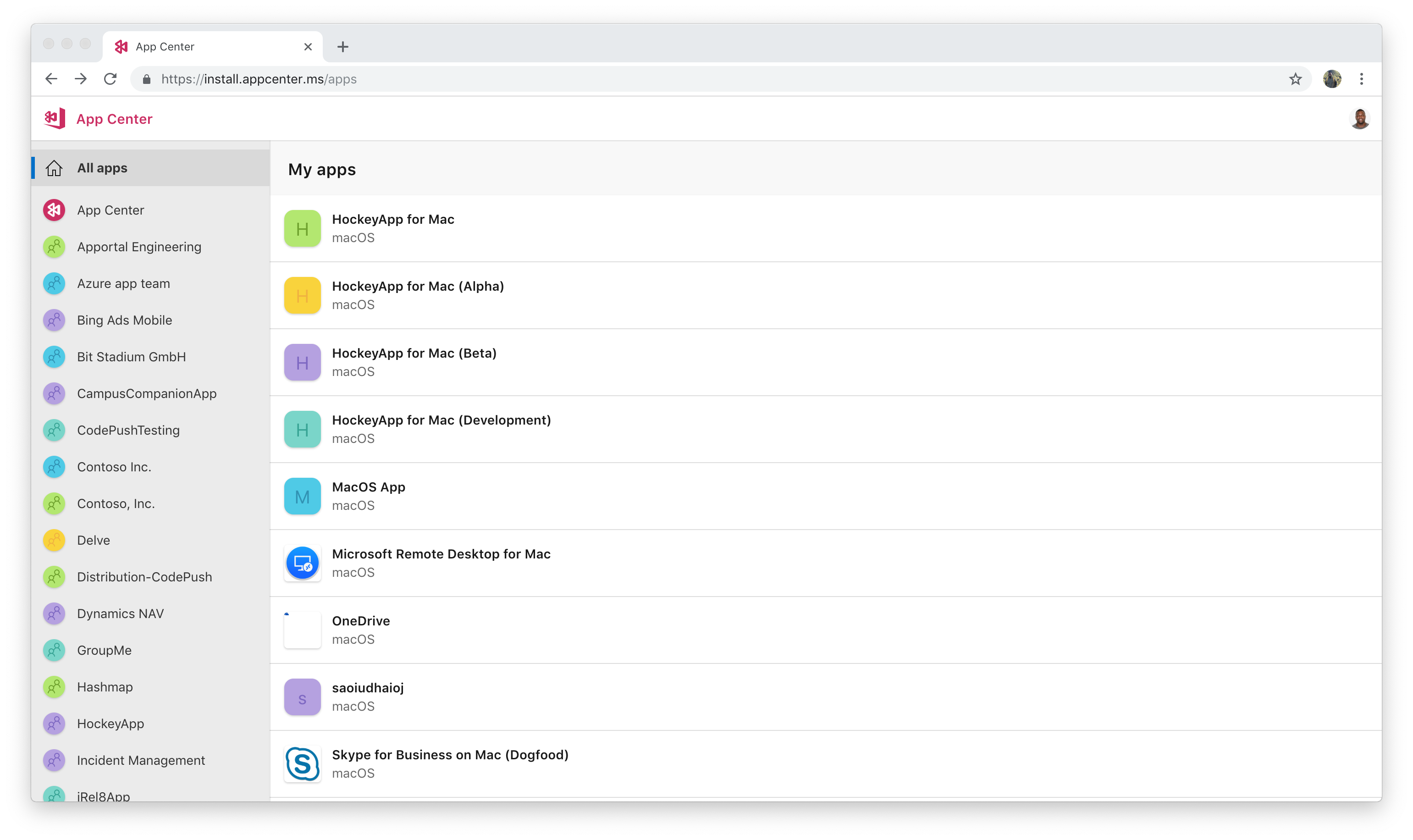 Vue des applications macOS