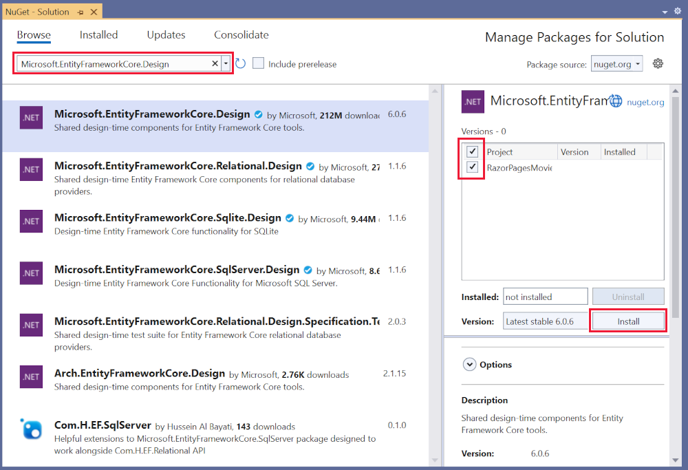 Gestionnaire de package NuGet : ajouter un package