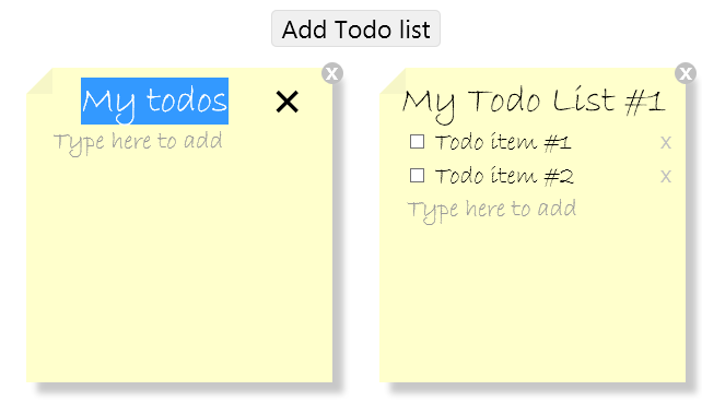 Capture d’écran montrant deux boutons To do Lists et Add To do List en haut.