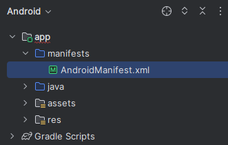 Capture d’écran du fichier XML AndroidManifest.