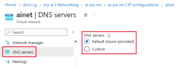Capture d’écran de la configuration des serveurs DNS.