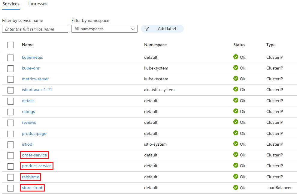 Capture d’écran des services d’application Azure Store affichés dans le Portail Azure.