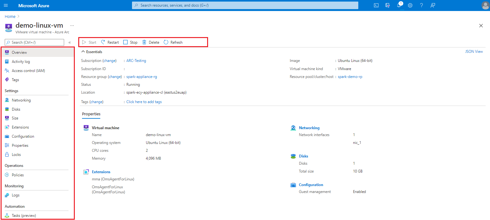 Capture d’écran montrant les opérations de machine virtuelle VMware.