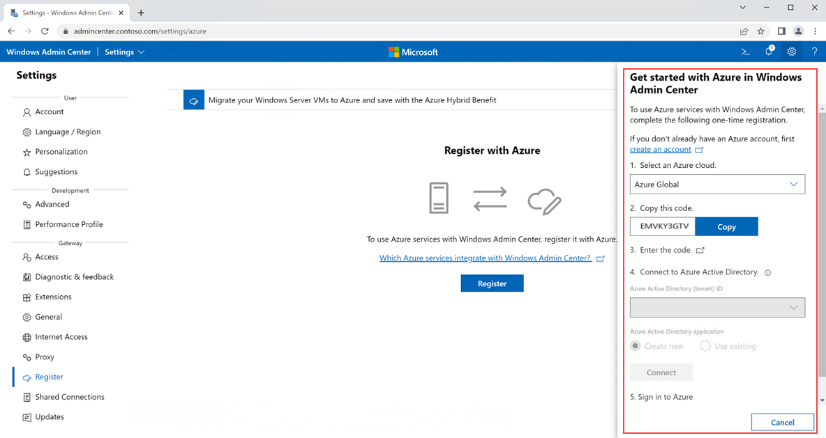 Capture d’écran du volet d’inscription.
