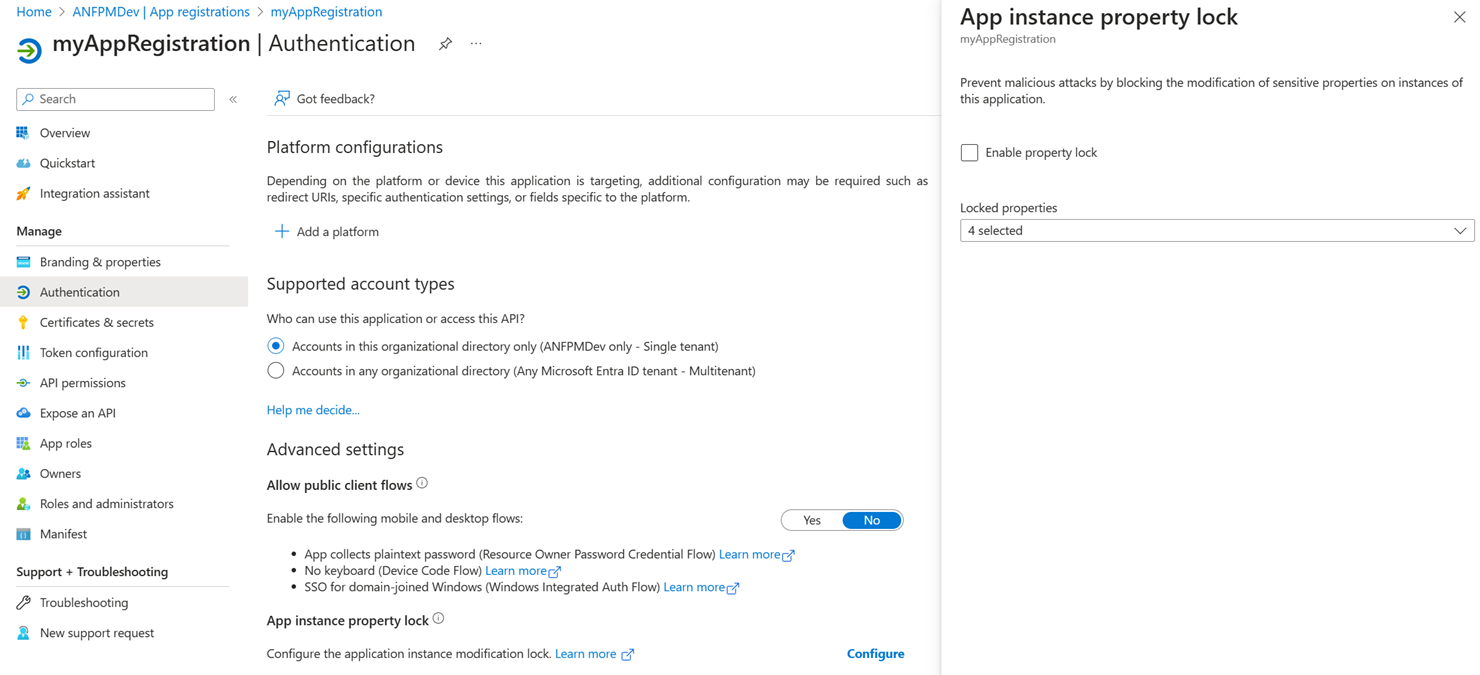 Screenshot of app registrations.