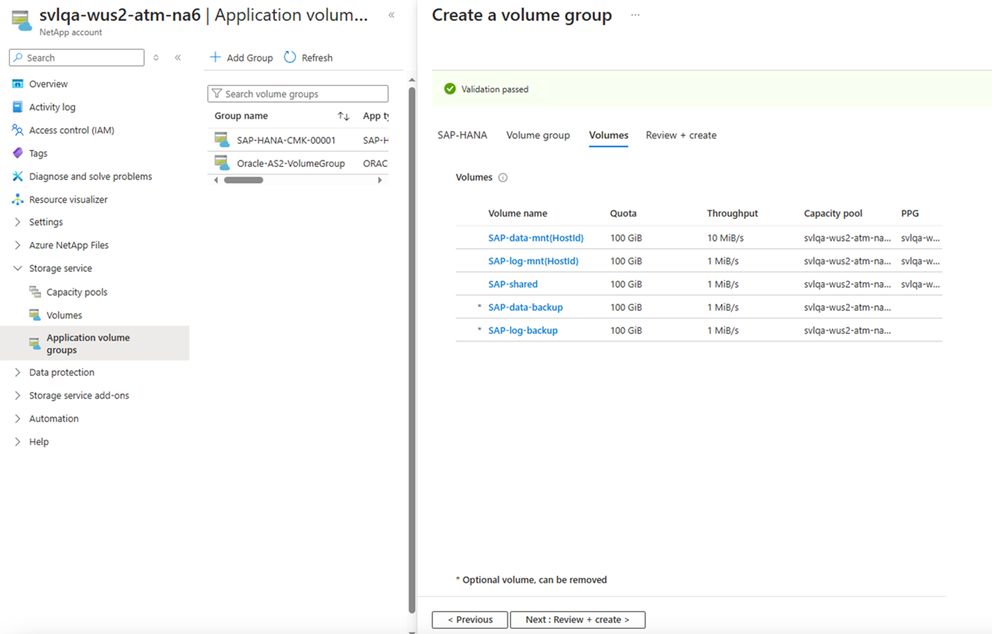 Capture d'écran montrant la page Volumes avec les détails du volume.