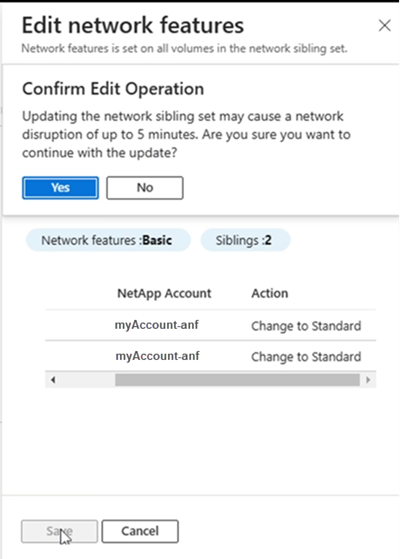 Capture d’écran montrant la fenêtre Modifier les fonctionnalités réseau.