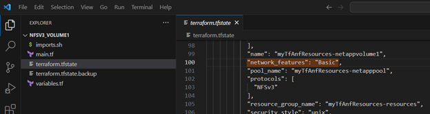 Capture d’écran du module Terraform.