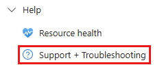 Capture d’écran de l’option Créer une demande de support dans le volet de ressources.