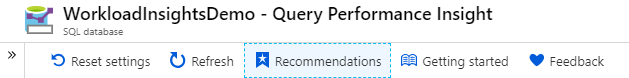 Capture d’écran de l’onglet Recommandations sur le portail Azure.