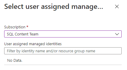 Capture d’écran d’une identité managée affectée par l’utilisateur lors de la configuration de l’identité du serveur.