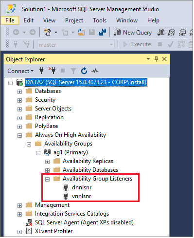 Affichez l’écouteur DNN sous les écouteurs de groupe de disponibilité dans SQL Server Management Studio (SSMS)