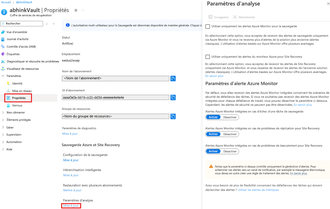 Capture d’écran montrant comment refuser les alertes du coffre.