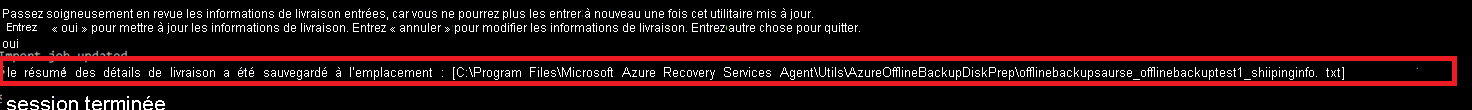 Capture d’écran montrant comment stocker les informations d’expédition.