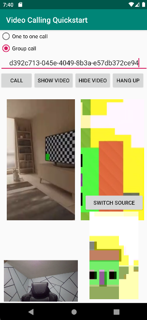 Capture d’écran montrant l’application dans un appel de groupe.