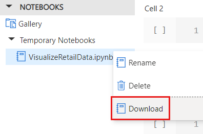 Capture d’écran du menu contextuel du bloc-notes avec l’option « Télécharger ».