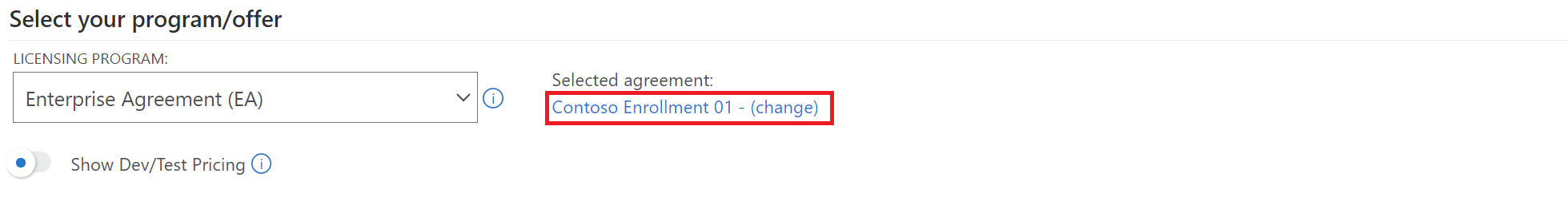 Capture d'écran montrant l’option Contrat sélectionné.
