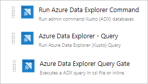 Capture d’écran des types de tâches disponibles dans l’extension Outils de pipeline.