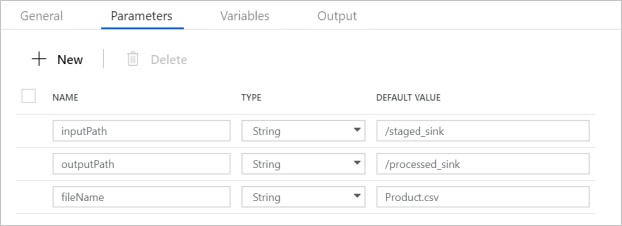 Pipeline parameters