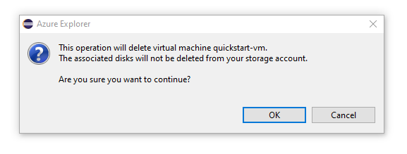 Fenêtre de confirmation de suppression de la machine virtuelle