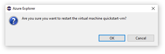 Fenêtre de confirmation du redémarrage de la machine virtuelle
