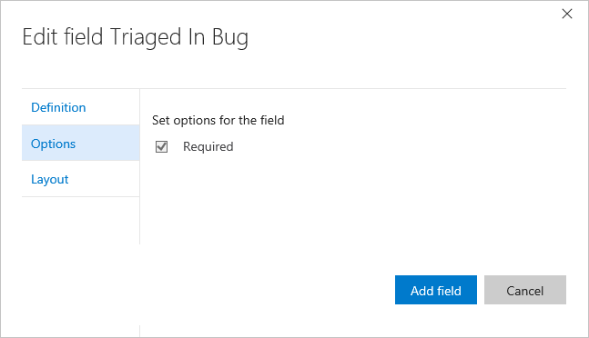 Set options for boolean field