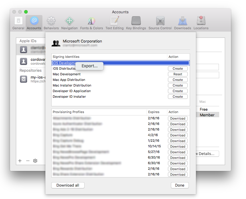 Certificat d’exportation Xcode