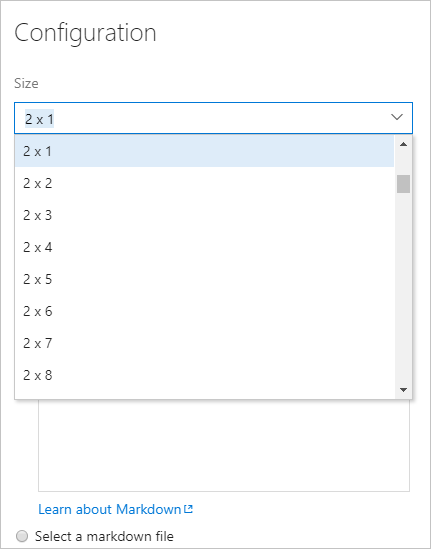 Capture d’écran montrant la boîte de dialogue de configuration du widget Markdown.
