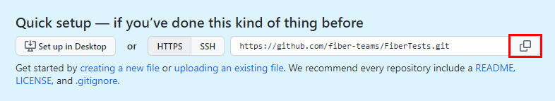 Capture d’écran de la page « Configuration rapide » du nouveau référentiel sur le site GitHub.