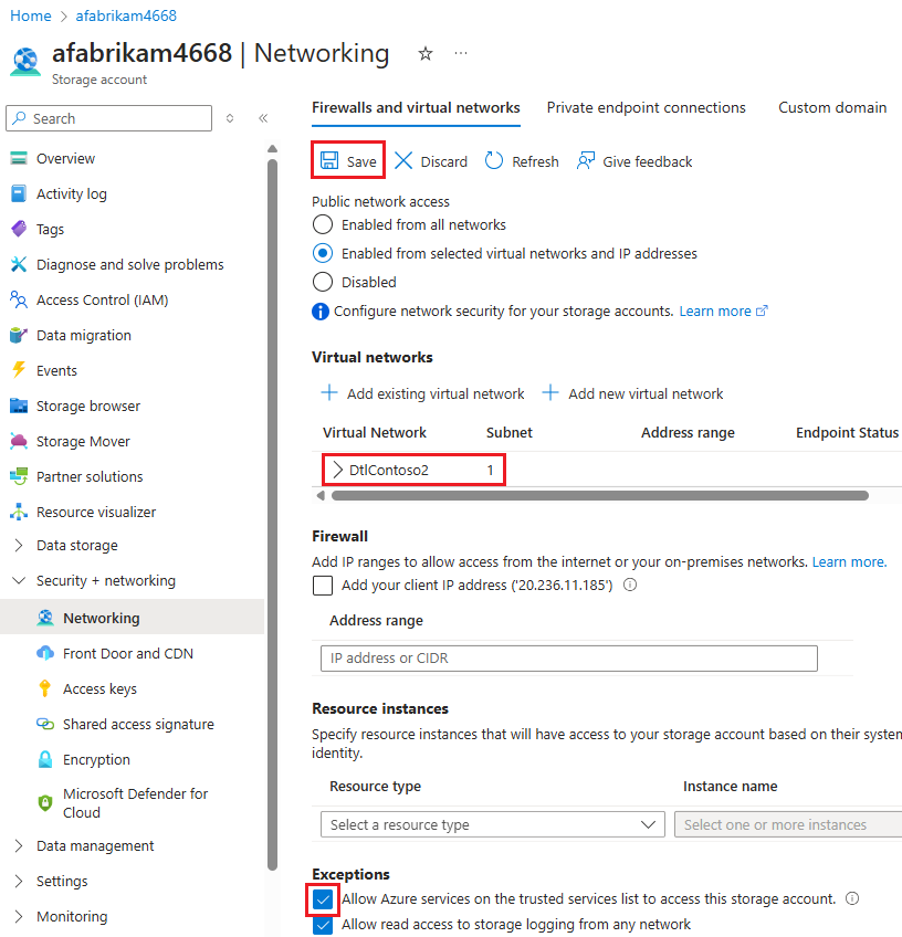 Capture d’écran montrant l’accès à un groupe de ressources accordé à des services approuvés.