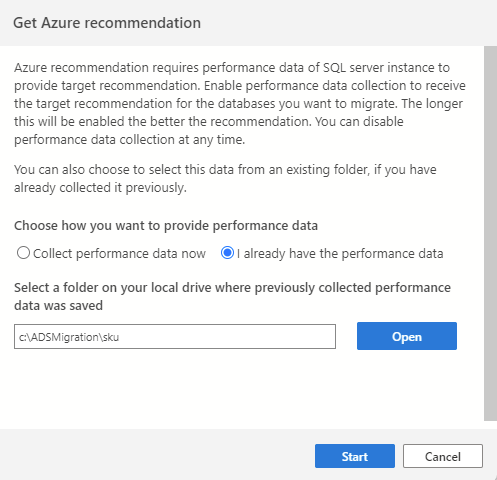 Capture d’écran montrant le volet permettant d’importer des données de performances pour une recommandation de référence SKU.