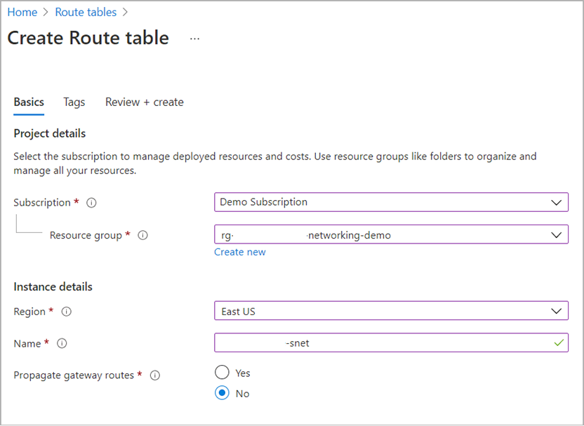 Capture d’écran montrant comment créer une table de routage.