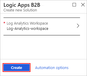 Sélectionnez « Créer » pour « Logic Apps B2B »