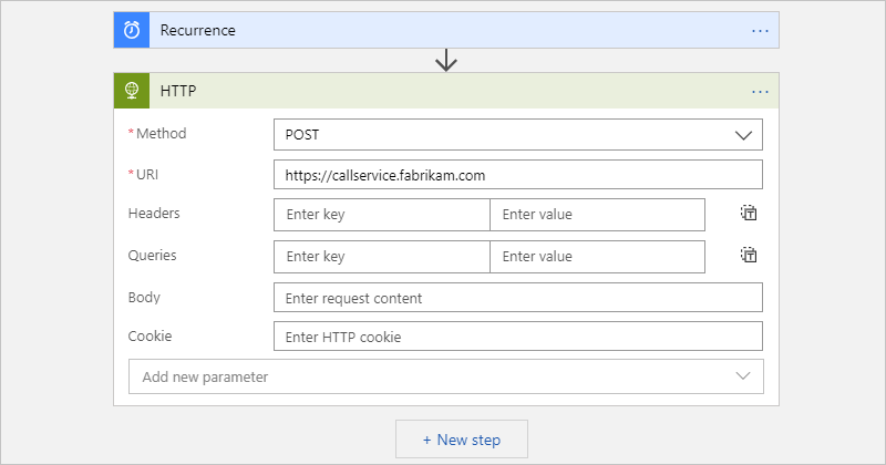Capture d’écran montrant une action HTTP avec une méthode POST.