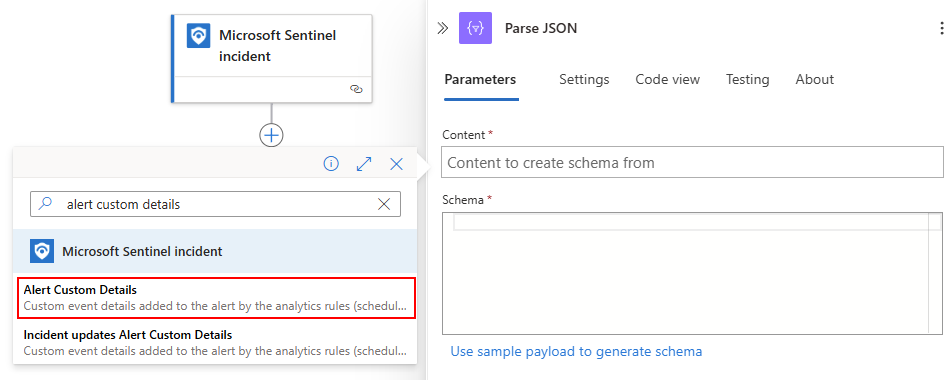 Capture d’écran montrant l’option Détails personnalisés de l’alerte sélectionnée dans la liste de contenu dynamique.