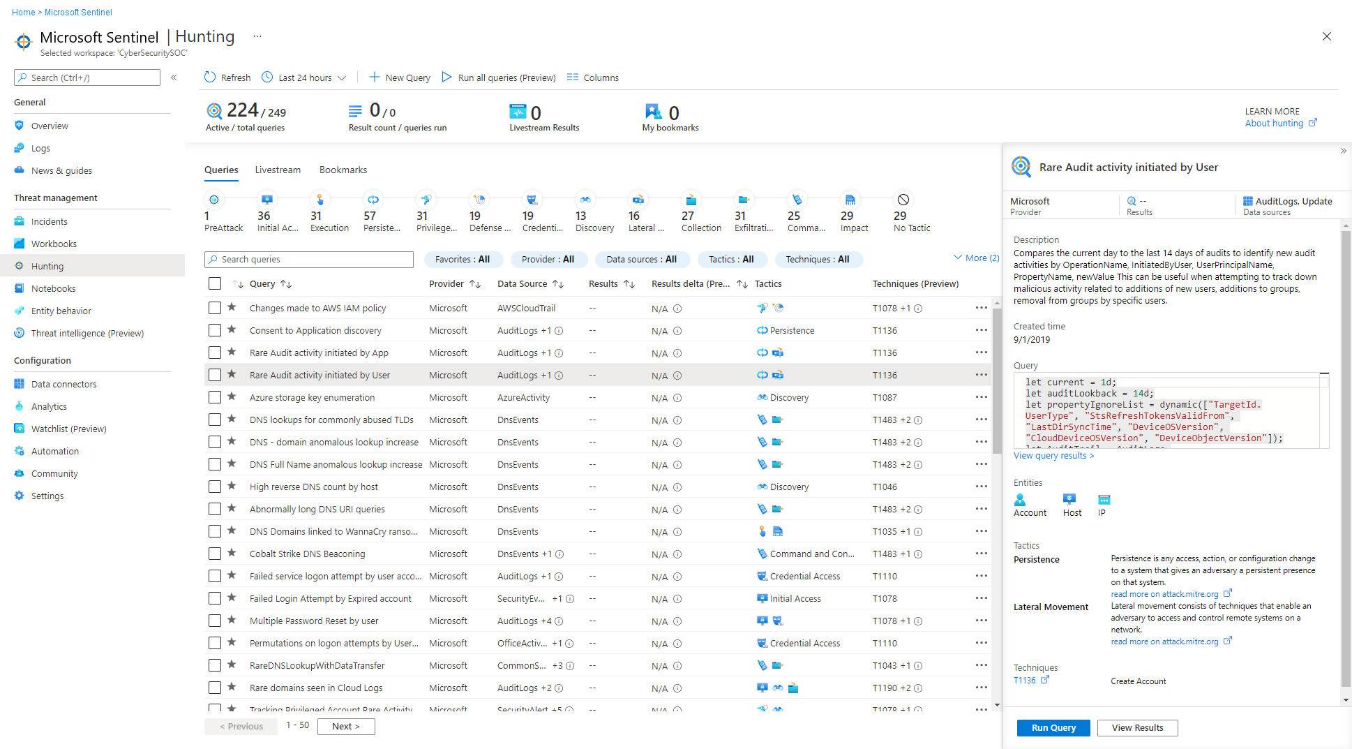 Début du repérage par Microsoft Sentinel