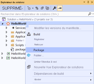 Empaquetage d'une application avec Visual Studio