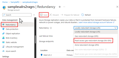 Screenshot showing how to change replication option in portal.