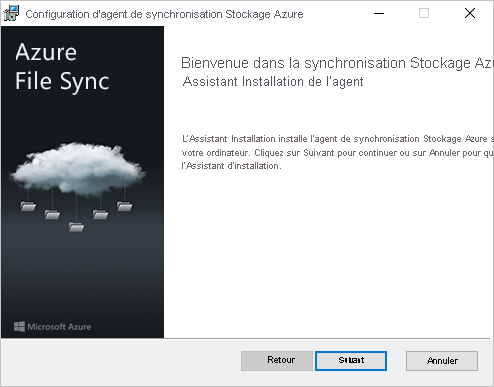 The first pane of the Azure File Sync agent installer