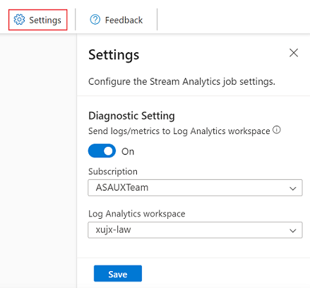 Capture d’écran montrant la configuration du journal de diagnostic dans l’éditeur sans code.