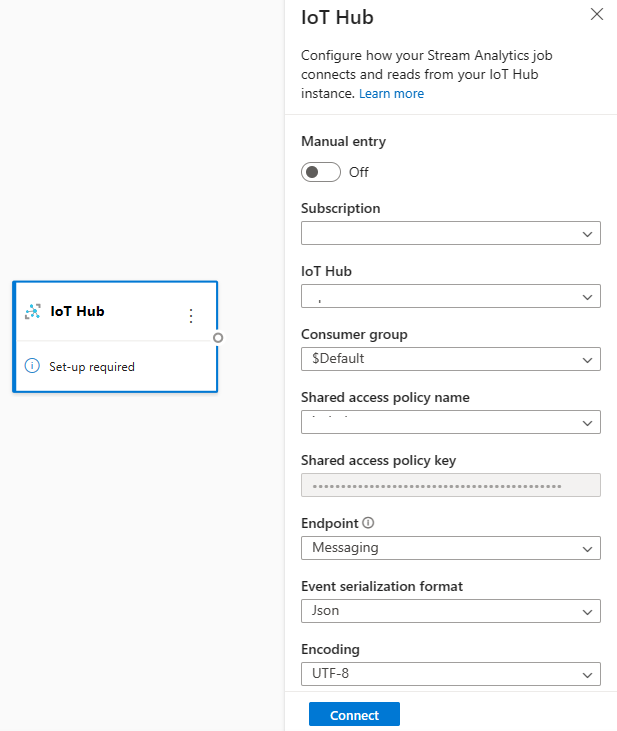 Capture d'écran montrant la configuration IoT Hub.