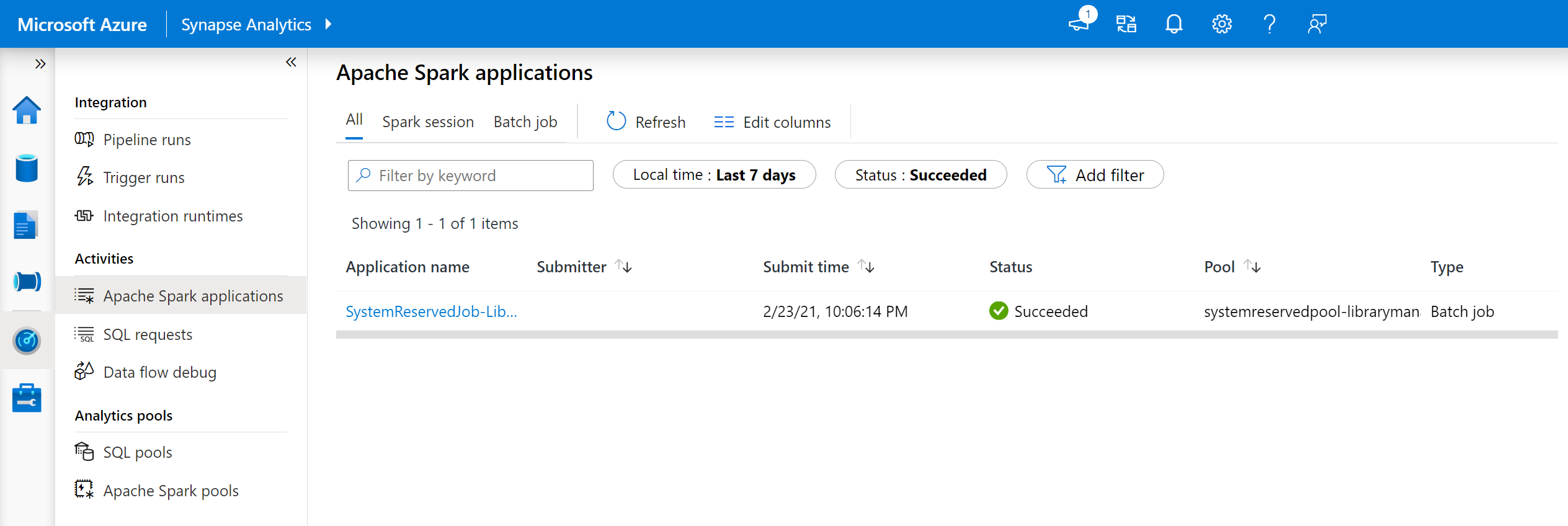 Capture d’écran mettant en évidence la tâche de bibliothèque réservée au système.